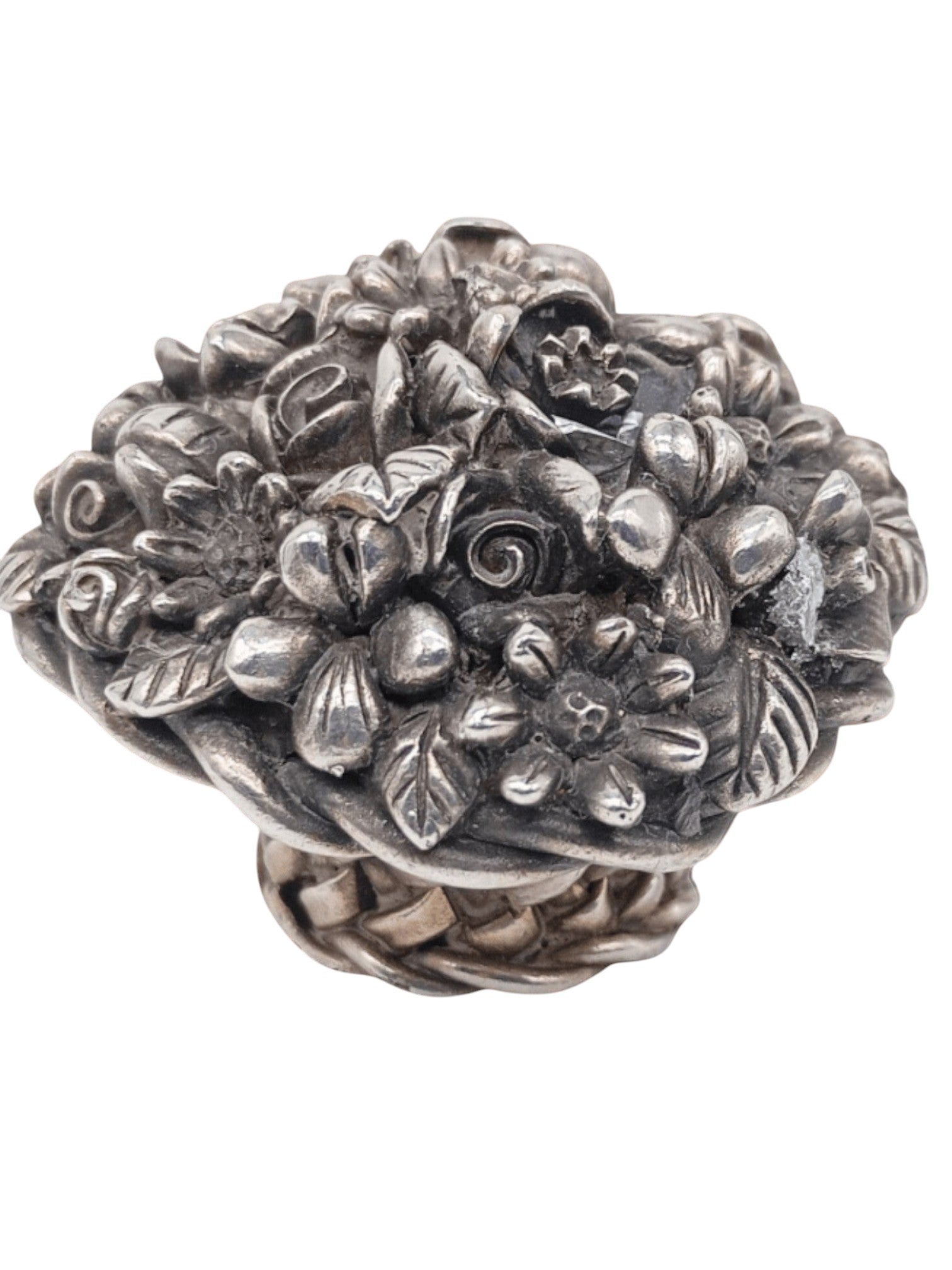 Vintage Italian Hand - Crafted Floral Basket – 800 Silver Plated Fine Artistry - Polo Express