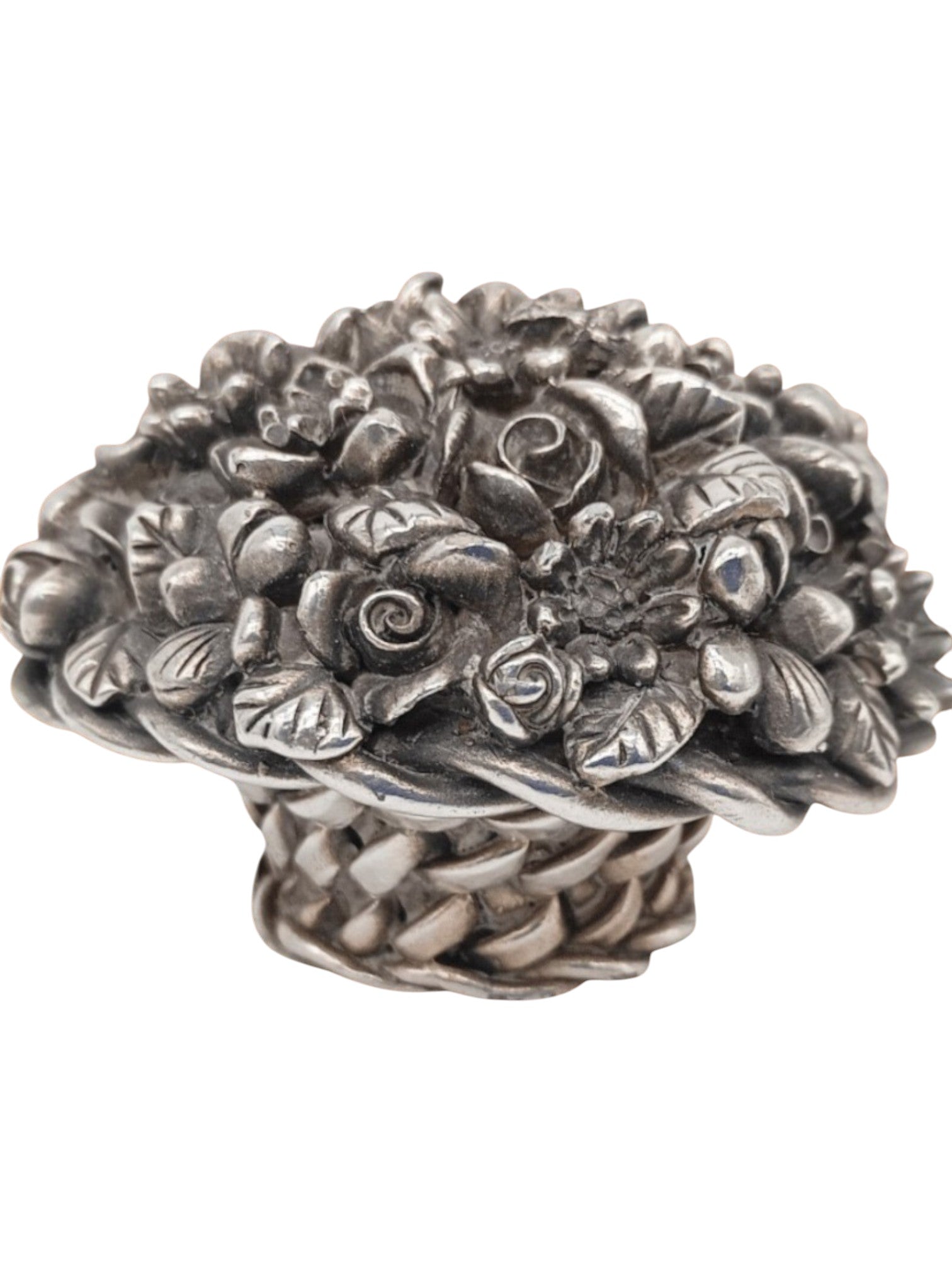 Vintage Italian Hand - Crafted Floral Basket – 800 Silver Plated Fine Artistry - Polo Express