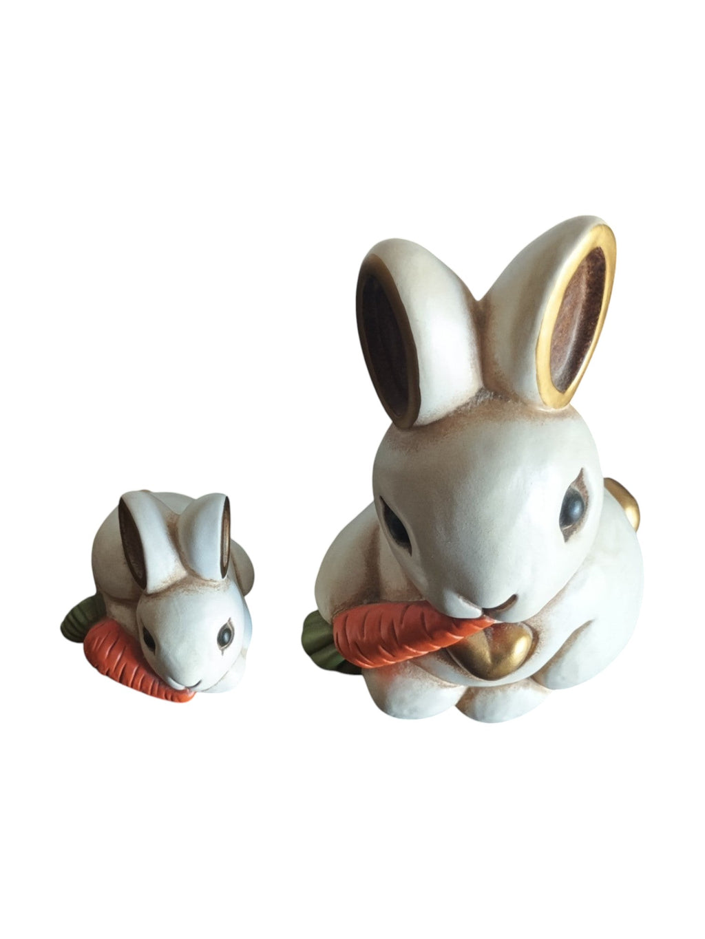Hand-Painted Italian Ceramic Bunny Figurines – Set of 2 – "Bunny with Carrot" Collectible