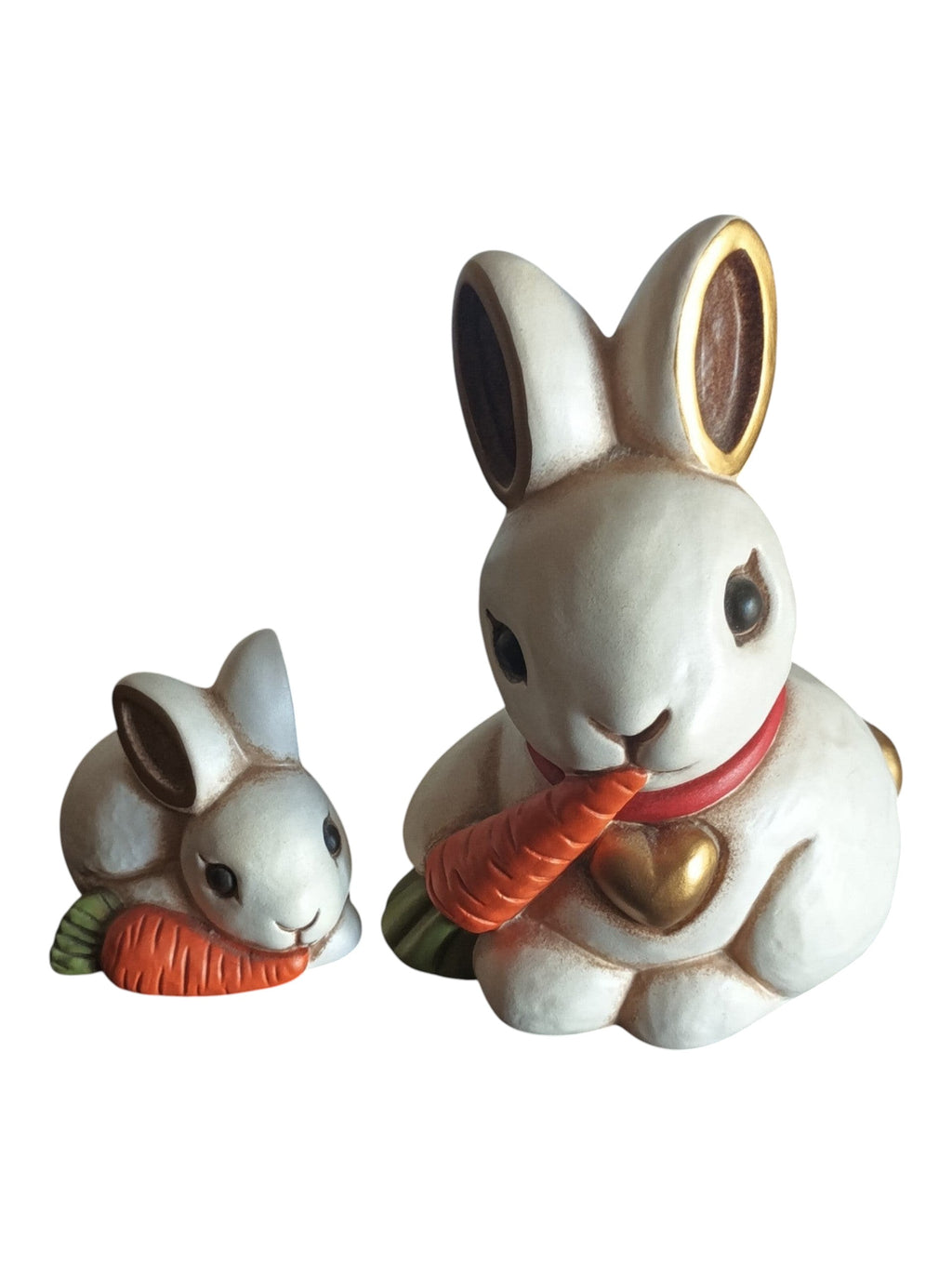 Hand-Painted Italian Ceramic Bunny Figurines – Set of 2 – "Bunny with Carrot" Collectible