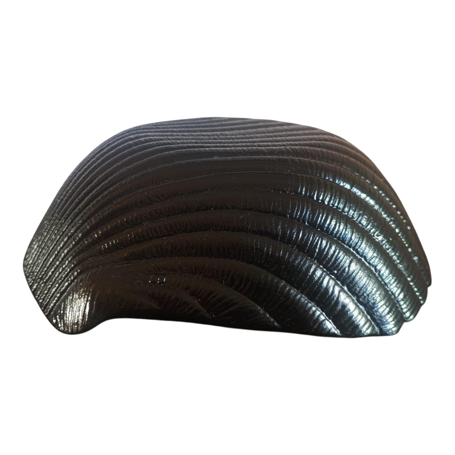 Vintage Black Amethyst Glass Shell Bowl – Mid - Century Scalloped Decorative Dish - Polo Express