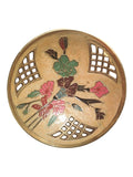 Vintage Hand - Painted Enamel & Brass Footed Bowl – Floral Cloisonné Style - Polo Express