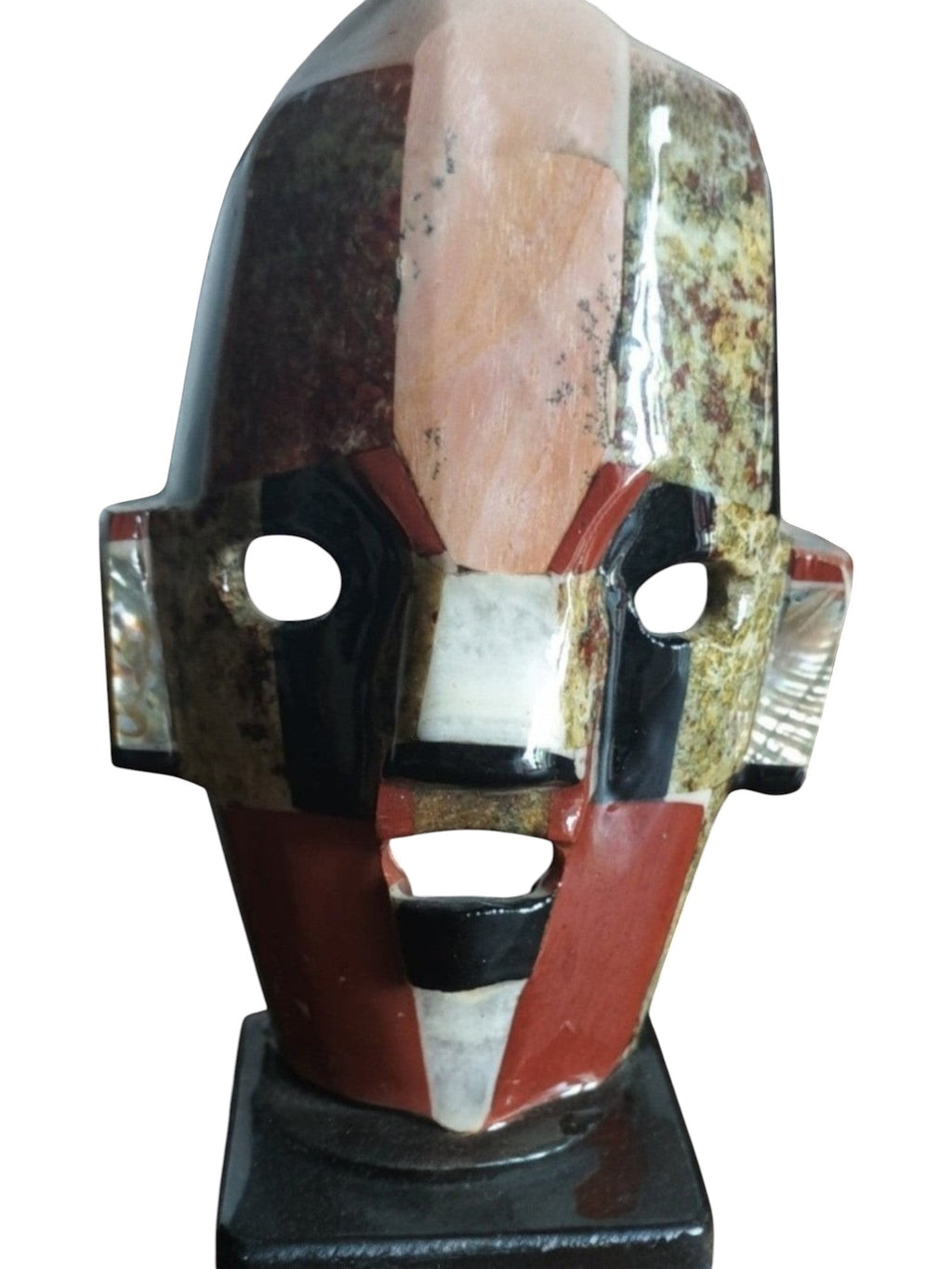 Handcrafted Teotihuacan - Style Mosaic Mask – Authentic Stone & Mother of Pearl Inlay - Polo Express