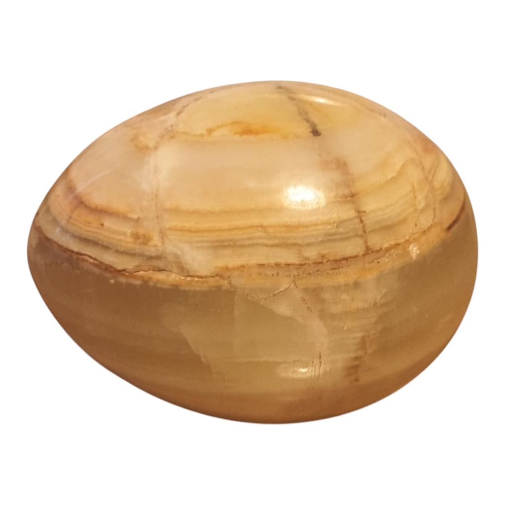 Hand - Carved Polished Onyx Egg – Translucent Multi - Tone Banded Stone Decor - Polo Express