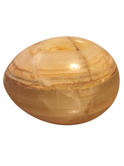 Hand - Carved Polished Onyx Egg – Translucent Multi - Tone Banded Stone Decor - Polo Express