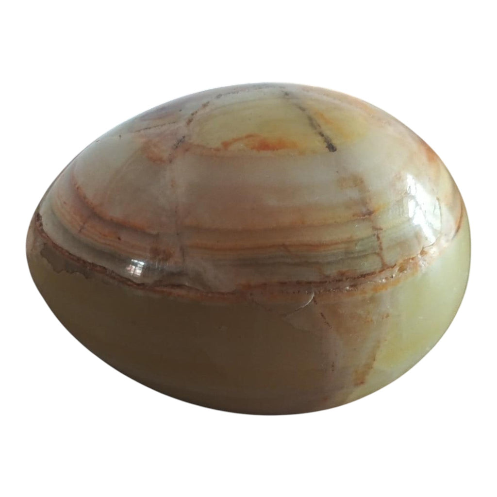 Hand - Carved Polished Onyx Egg – Translucent Multi - Tone Banded Stone Decor - Polo Express