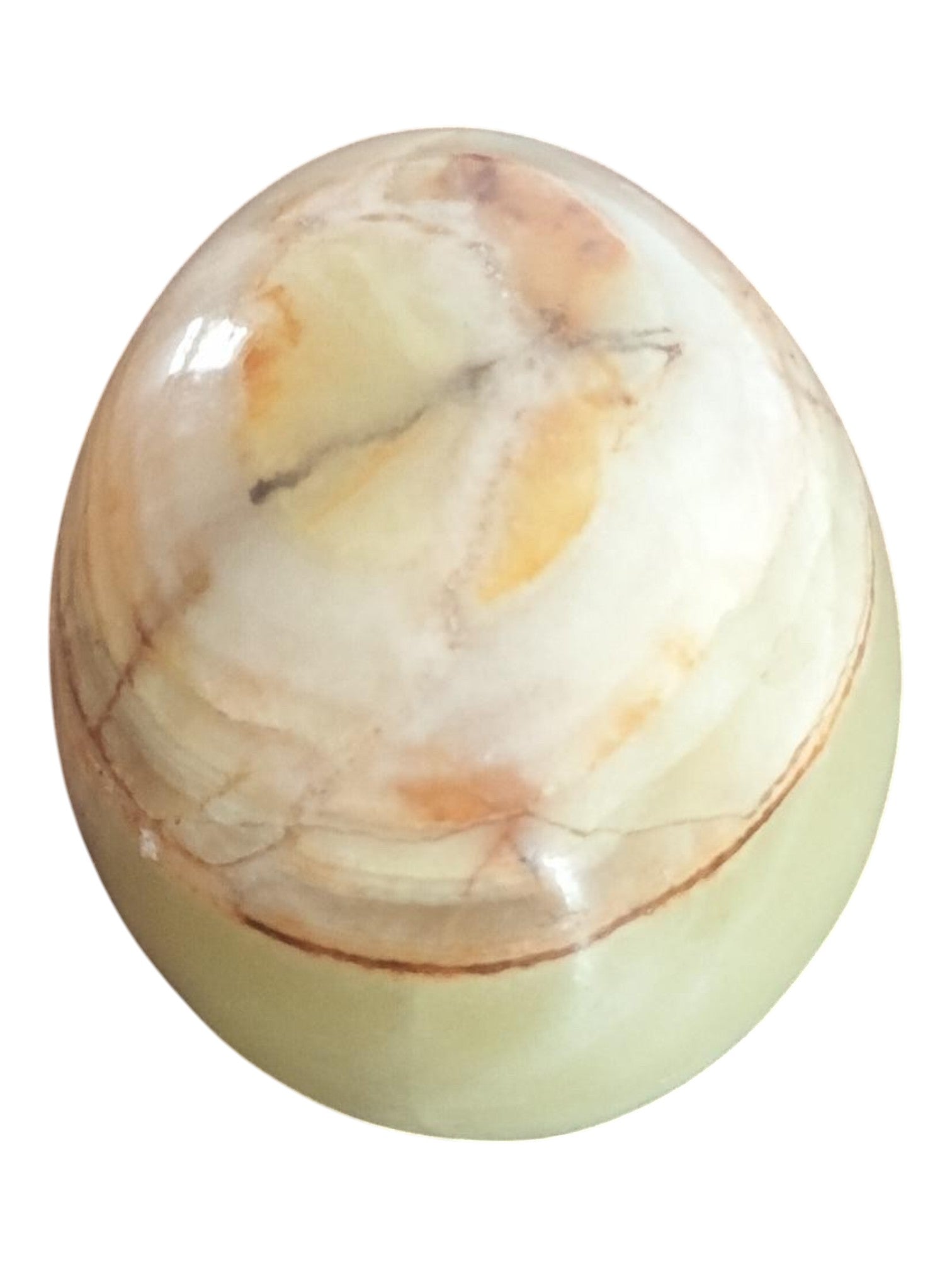 Hand - Carved Polished Onyx Egg – Translucent Multi - Tone Banded Stone Decor - Polo Express
