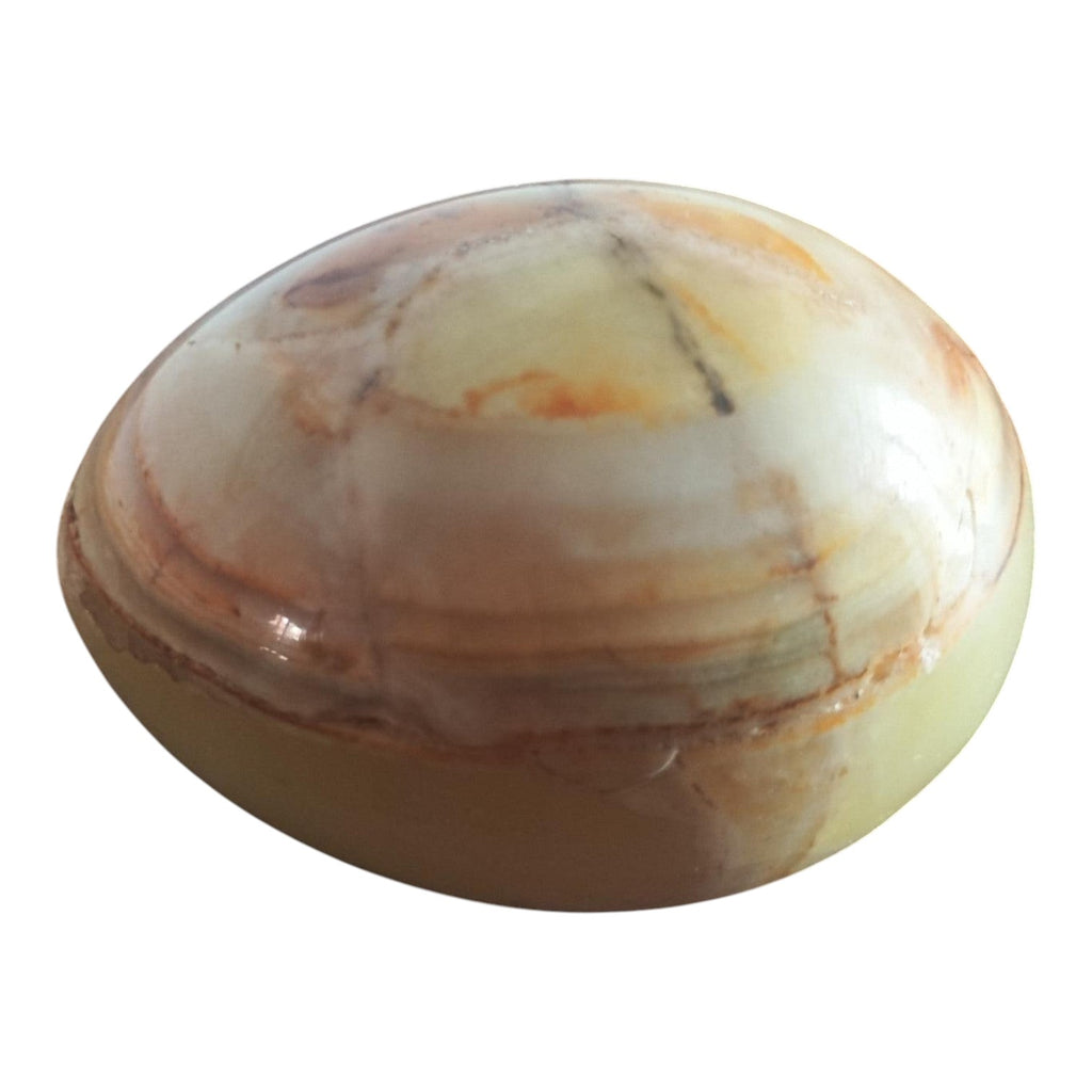 Hand - Carved Polished Onyx Egg – Translucent Multi - Tone Banded Stone Decor - Polo Express
