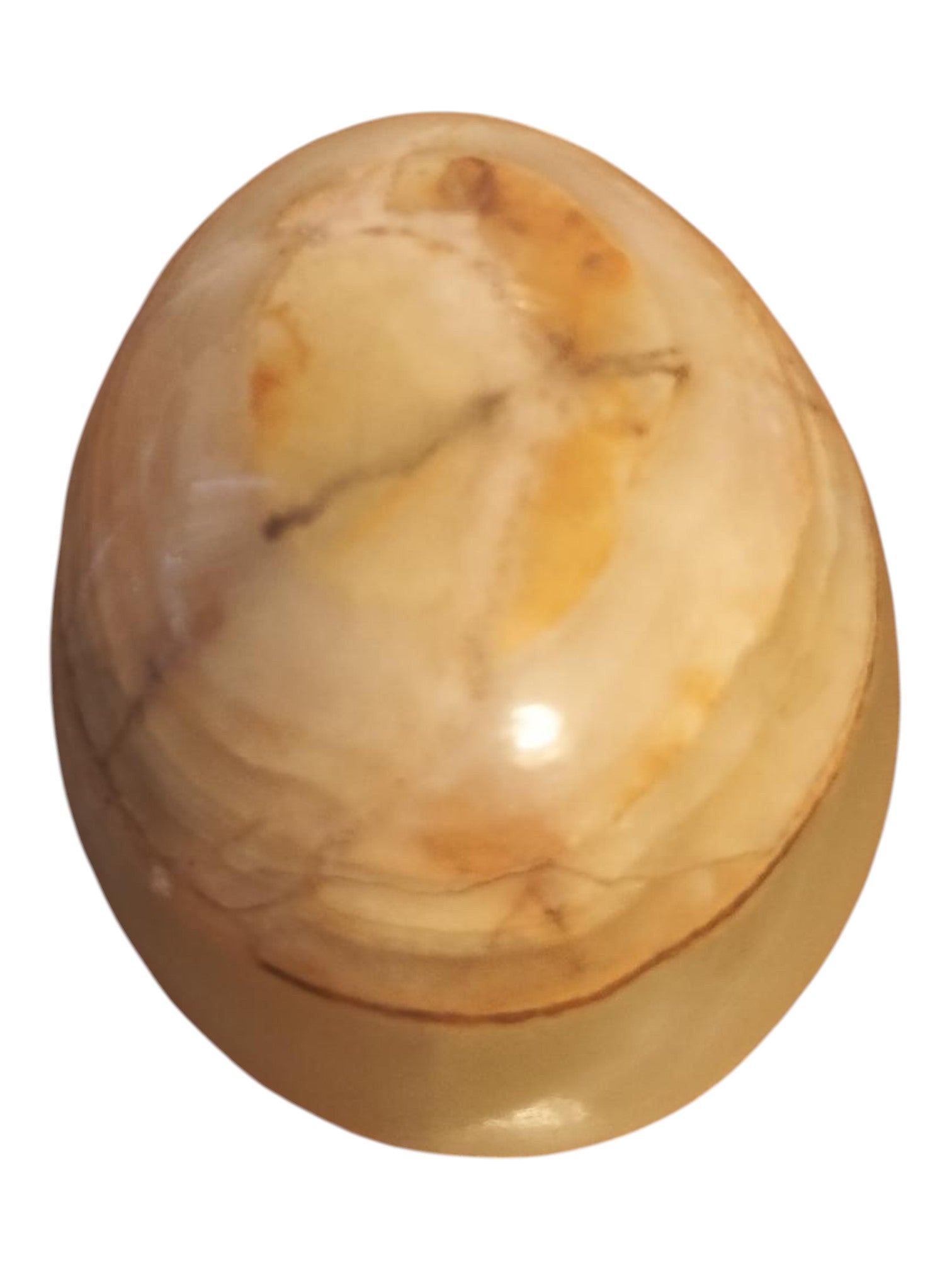 Hand - Carved Polished Onyx Egg – Translucent Multi - Tone Banded Stone Decor - Polo Express