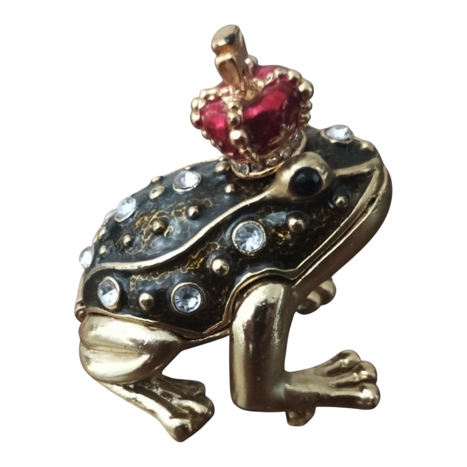 Vintage metallic Sculpture “The Frog King” – Fairytale Decoration with a Golden Crown - Polo Express