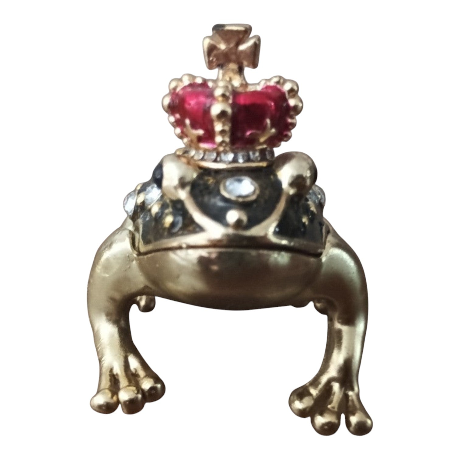 Vintage metallic Sculpture “The Frog King” – Fairytale Decoration with a Golden Crown - Polo Express
