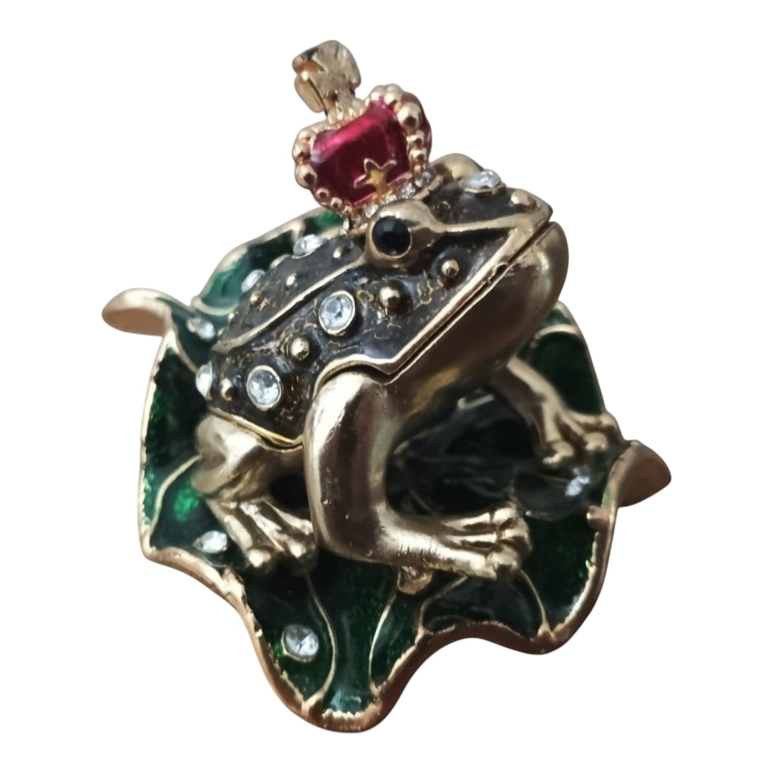 Vintage metallic Sculpture “The Frog King” – Fairytale Decoration with a Golden Crown - Polo Express