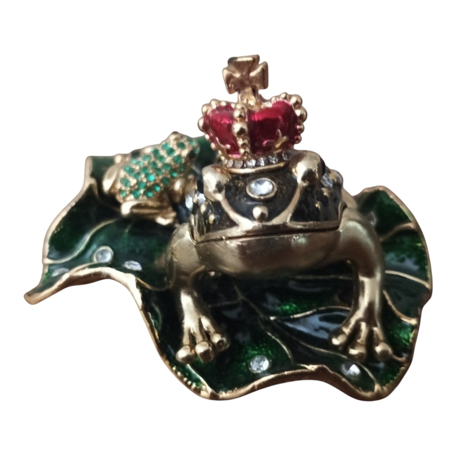 Vintage metallic Sculpture “The Frog King” – Fairytale Decoration with a Golden Crown - Polo Express