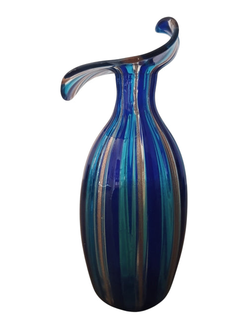 Artistic Murano Glass Vase with Aventurine – Mid-Century “A Canne” Design