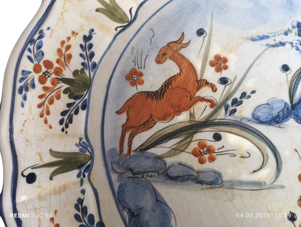 Hand - Painted Albisola Majolica Wall Plate – "Antico Savona" Style with Pastoral Scene - Polo Express