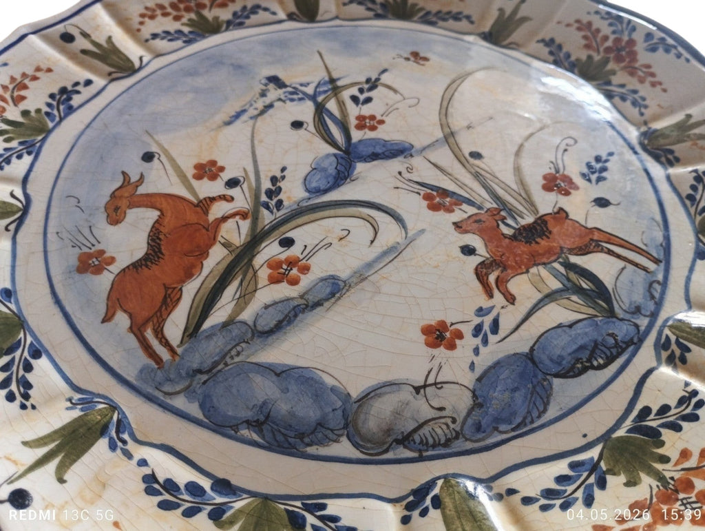 Hand - Painted Albisola Majolica Wall Plate – "Antico Savona" Style with Pastoral Scene - Polo Express