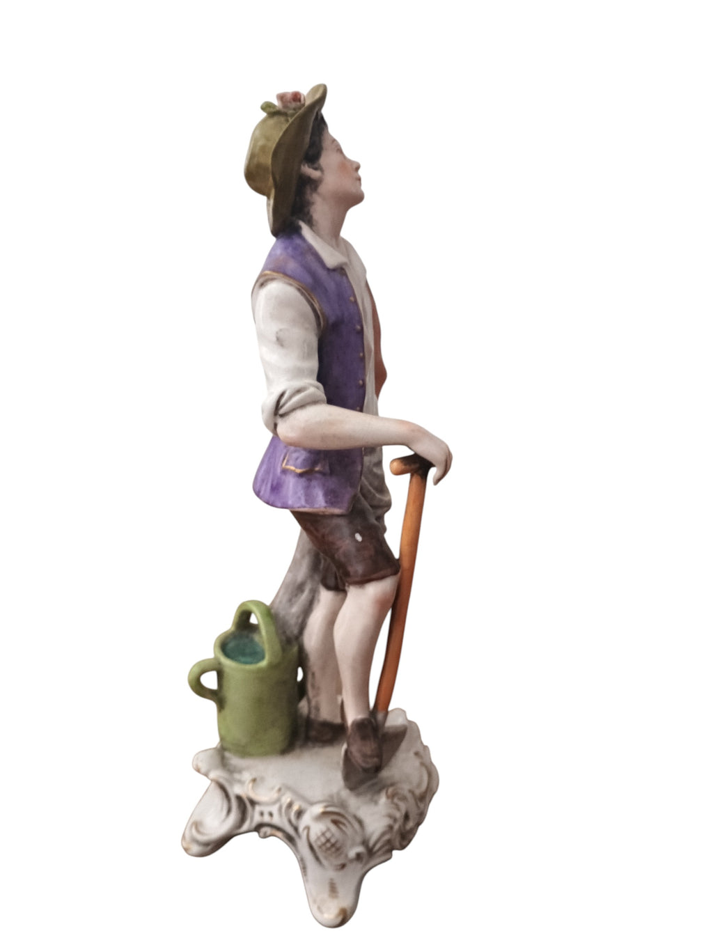 Polo Express The Vigilant Shepherd hand-painted Italian ceramic figurine of a shepherd with a staff and watering can.